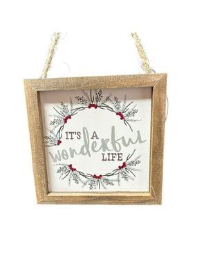 Christmas Holiday Mini Sign 4 Inch Rustic Decor Its A Wonderful Life Red Green